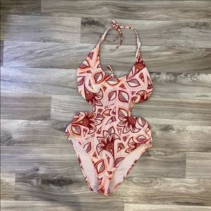Aerie Pink & Red Monokini Swimsuit Sz/XL